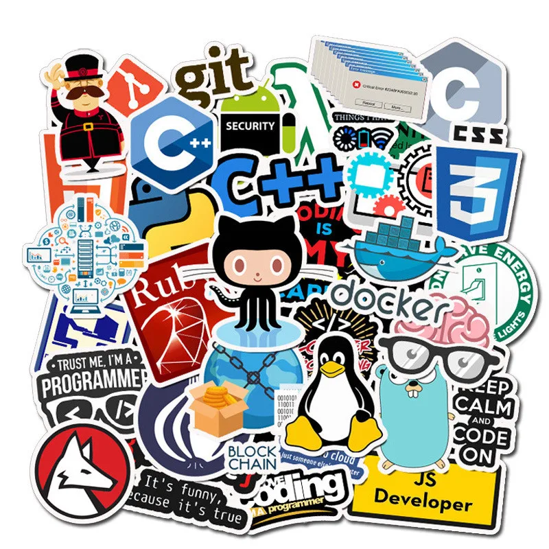 Pegatinas de programación de Internet para ordenador portátil, paquete de etiquetas de viaje para Skateboard, 10/50 Uds.