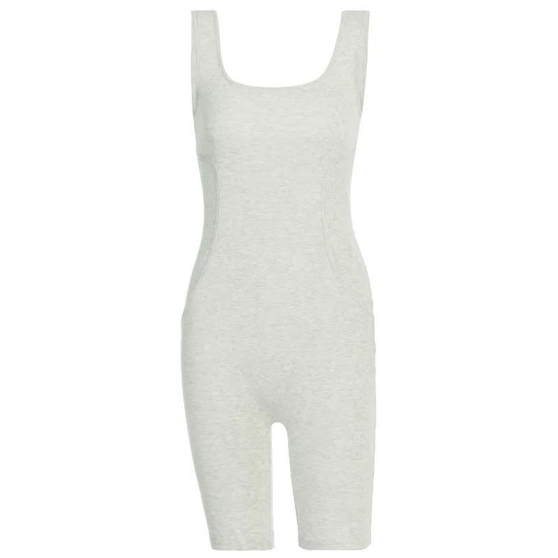 2020 Summer Leggings Women Sports Fitness Jumpsuit Slim Breathable Solid Color Five Points Pants Girl Moda Mujer F5A146