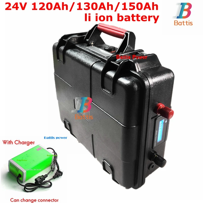 24V 150Ah Водонепроницаемый 120AH литий-ионного аккумулятора 130Ah литий-ионный