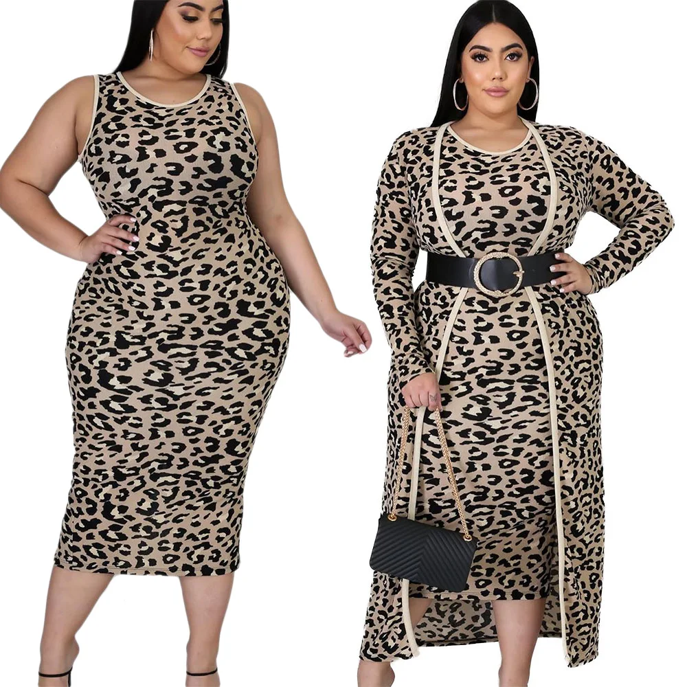 Yitonglian Women's Leopard 2 Pieces Printed Cardigan Sets Plus Size Sexy Party Set Club Slim Set Yitonglian Women's Leopard 2 Pieces Printed Cardigan Sets Plus Size Sexy Party Set Club Slim Set