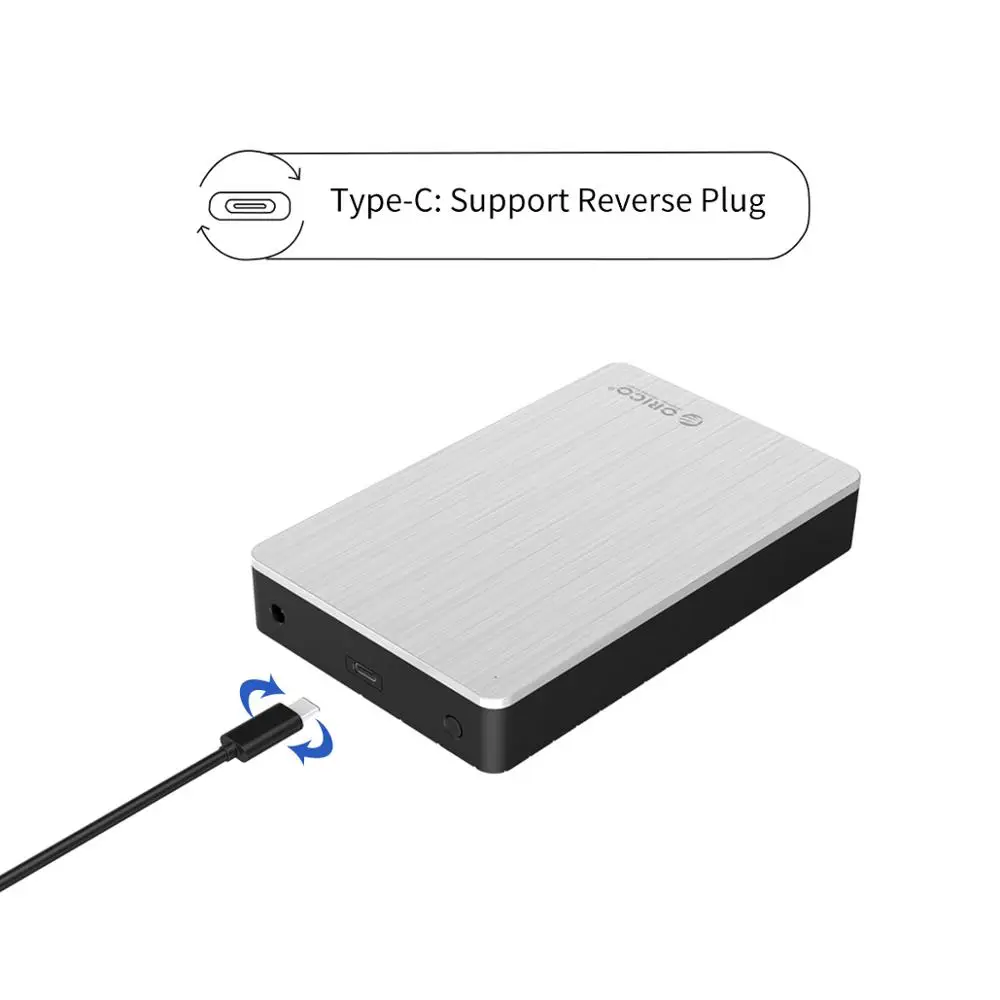 ORICO 3.5 inch SATA to USB C External Hard Drive Enclosure Type-C USB3.1HDD Case Aluminum For 8TB HDD SSD With 12V Power Adapter