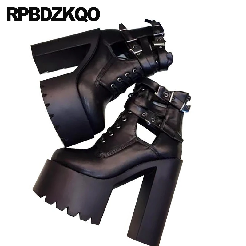 Fetish Trend Hoge Hak Waterdichte Demonia Extreme Goedkope Enkel Sexy  Schoenen Vrouwen Gothic Punk Rock Laarzen Blok Zwart Goth  Chunky|Enkellaars| - AliExpress