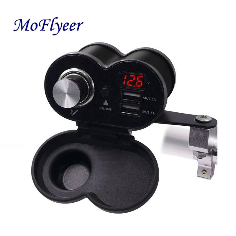 MoFlyeer зарядное usb-устройство для мотоцикла телефон 12 В/24 В разъем прикуривателя Dual USB QC 3,0 moto зарядное устройство светодиодный вольтметр Водонепроницаемый 5,0