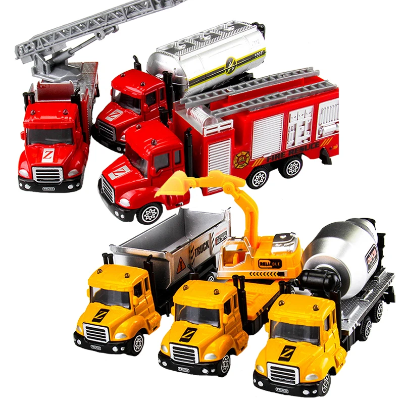 

3 Pieces Set Boy Car Toy Inertial Diecast Engineering Vehicle Fire Engine Truck Alloy Excavator Truck Mixer Toys forChildren