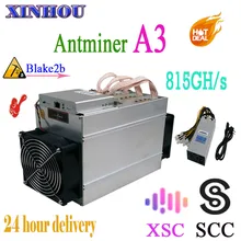 Старый 90% SCC XSC Майнер Antminer A3 815GH/s ASIC Blake2b Майнер с 1800W PSU, более экономичный, чем S9 T17 M3 S11 S17 Z11 B7