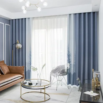 

Modern Curtain Mediterranean Stripe Gradient Thickens Flax Curtain Textile High Shading Living Room Bedroom Household Curtains