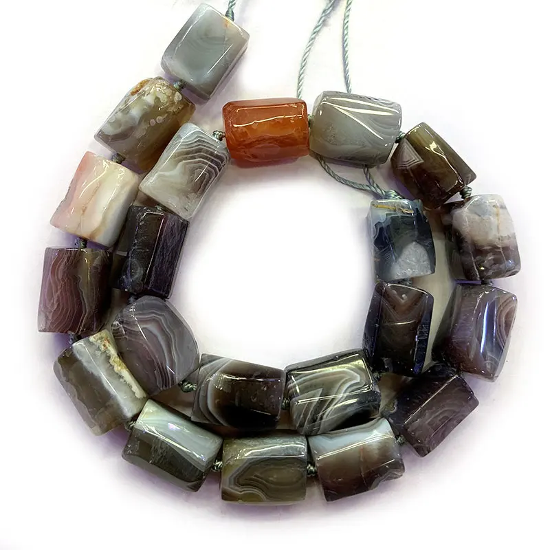 9x13/11x15 Natural Faceted Brown Botswana Agates Beads Column Barrel Spacer DIY Loose Beads For Jewelry Making 15‘’ Accessories