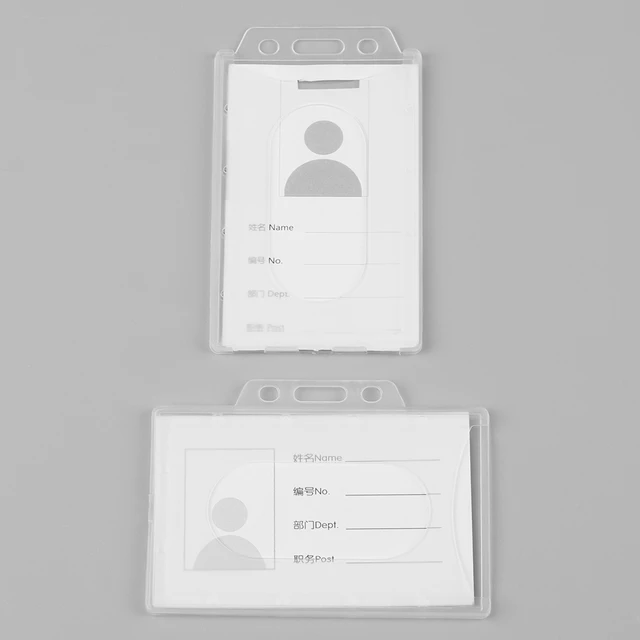 Étui en plastique transparent pour carte d'identité, porte-badge double  face, couverture rigide verticale, étui pour carte de crédit, 5 pièces -  AliExpress