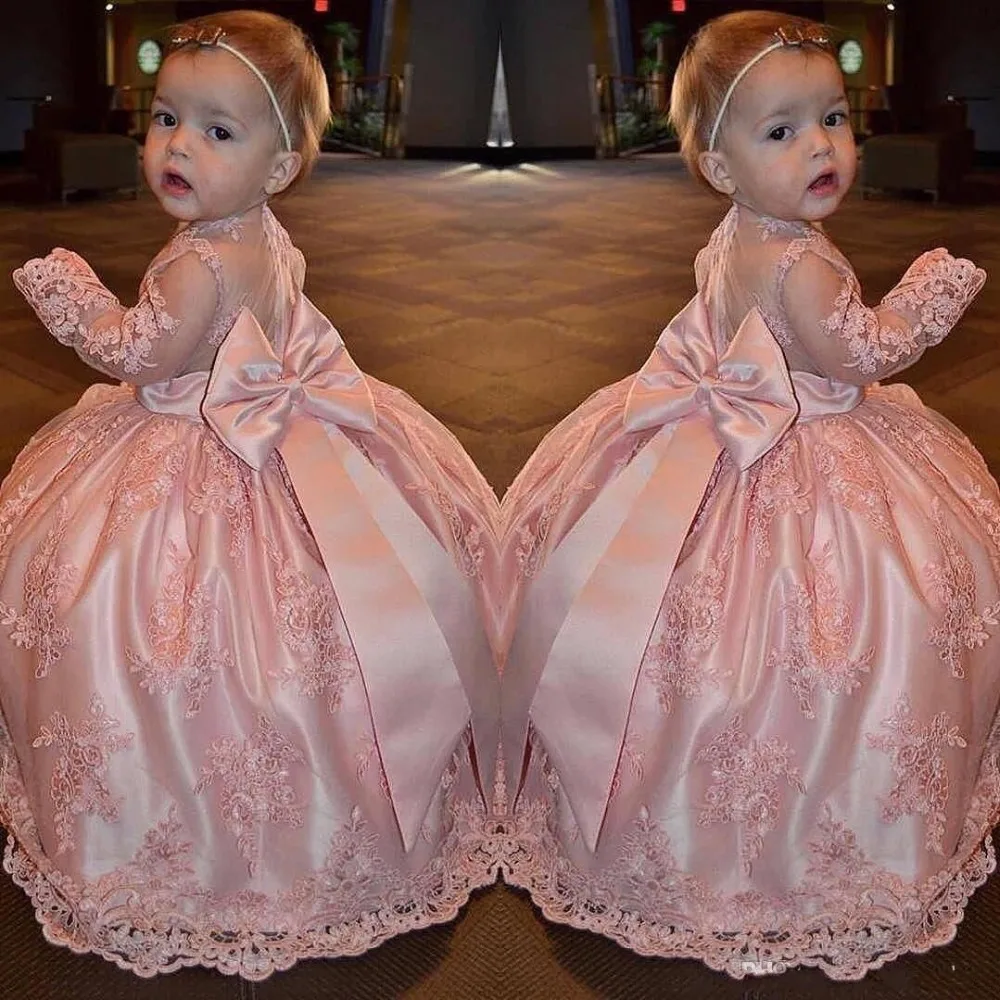 Robe pour enfants/Коллекция 2019 года, розовое платье с цветочным узором для девочек кружевные платья с аппликацией трапециевидной формы для девочек