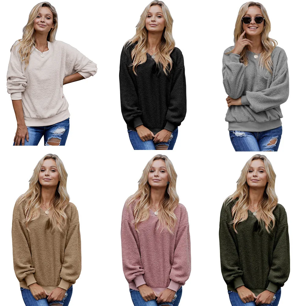 

clothing OWLPRINCESS New Cashmere Sweater Pullover Hoody Women's Crew Neck Long Sleeve Loose-Fit T-shirt
