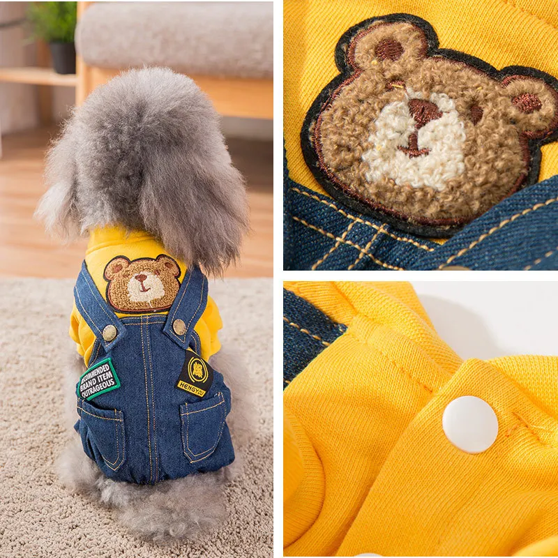 Winter Cloth for Dog Pet Dogs Clothes Medium Suspender Trousers Dog Puppy Clothing Spring Little bear Jean Pet Clothes XS-XXL