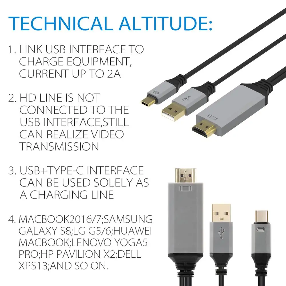 Кабель HDMI Amkle 1 8 м 4K 60 Гц Type C USB 3 адаптер Thunderbolt шнур для MacBook Pro Huawei P9 P20 mate 20 Sumsang S9|hdmi