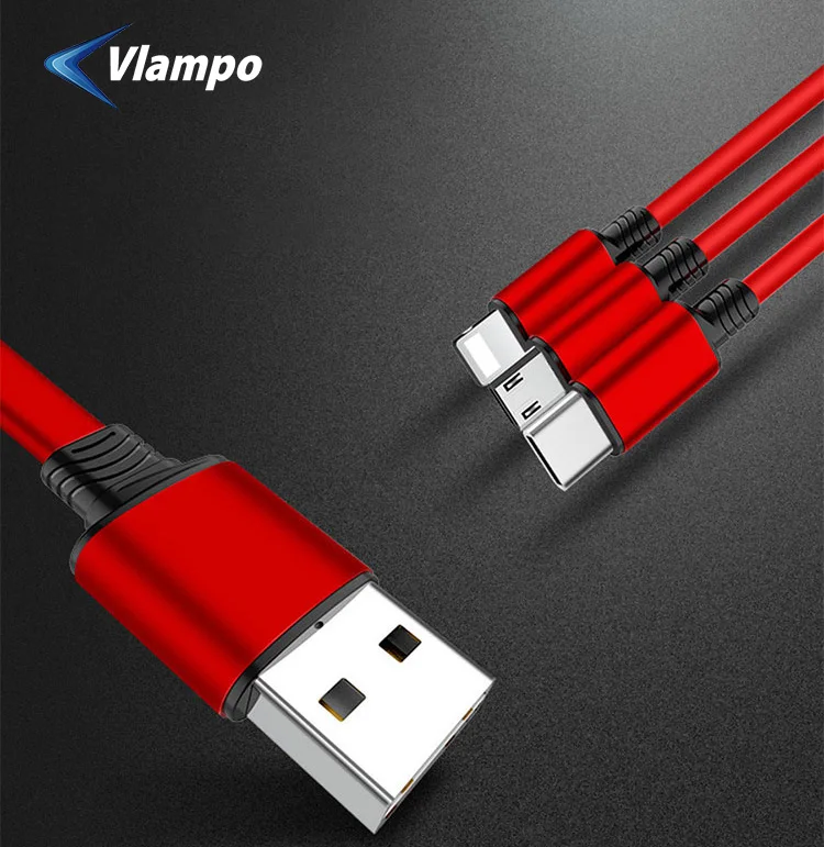 

VLAMPO USB Cable For Apple Type-c Android Charging Data Wire Fast Charging Mobile Phone Cable Three-in-one data cable