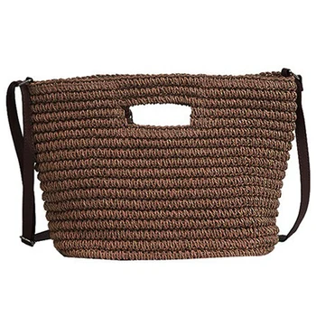 

Women Summer Weave Straw Beach Shoulder Bucket Handbags Tote