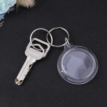 

100pcs Practical Circular Photo Frames Key Holders Keychains DIY Split Key Rings for Friends