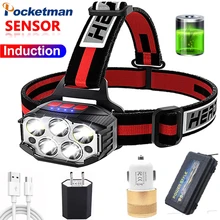 

Super Bright LED headlamp IR Sensor Rechargeable Headlight with red light 7 modes Waterproof Head Torch Lights Camping Lantern