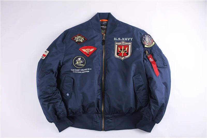 Синий 2019a/w зимний топ пистолет бомбардировщик куртка в стиле милитари прочные MA-1 air force винтажные армейские пилот мотоцикла ВМС США для мужчин пальто - Цвет: Синий