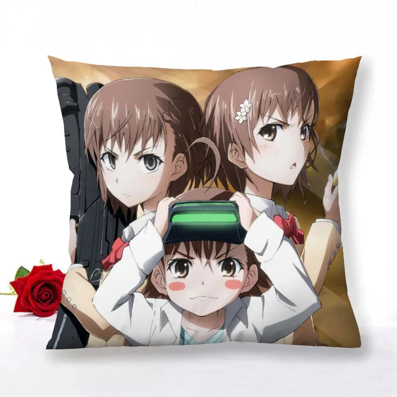 

A Certain Magical Index Pillowcase Home Decoration Satin Fabric Square Pillowcase 40x40cm 45x45cm Bedroom Pillow Cover 1.15