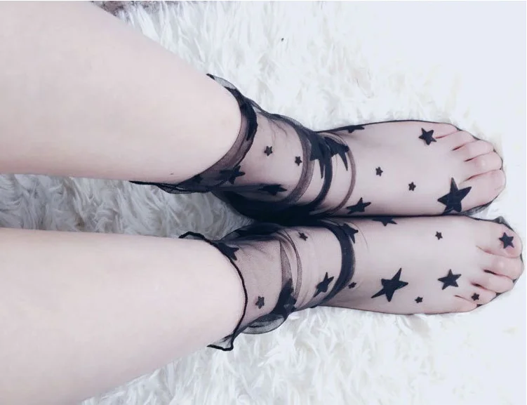 1 пара, женские ажурные носки длиной по щиколотку, сетчатые кружевные ножные носки, короткие носки в сеточку - Цвет: C