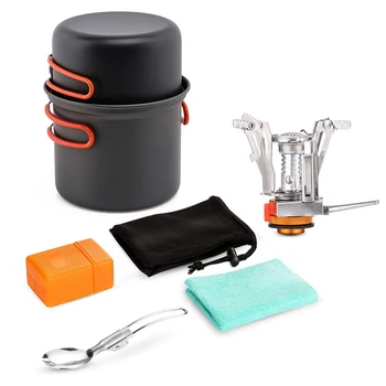 

Folding Spork Cooking Pots Dishcloth For Outdoor Picnic Camping Hiking Backpacking Camping Cookware Set with Camping Stove