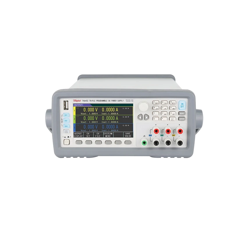

TH6402 Programmable 3 Channels DC Power Source 0-30V/3A/90W*2, 0-6V/5A/30W*1