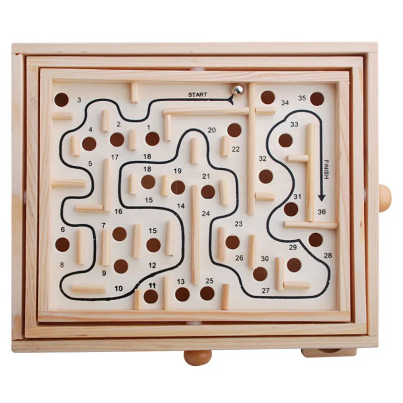 Jeu de labyrinthe en bois, labyrinthe de Table/tableau d'équilibre labyrinthe jeu de Solitaire pour enfants et adultes