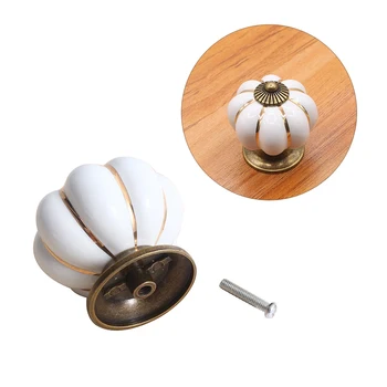 

10pcs Cabinet Handles Pumpkin Shape Ceramic Cabinet Pulls Door Handle Cupboard Wardrobe Dresser Drawer Knobs Furniture Handle