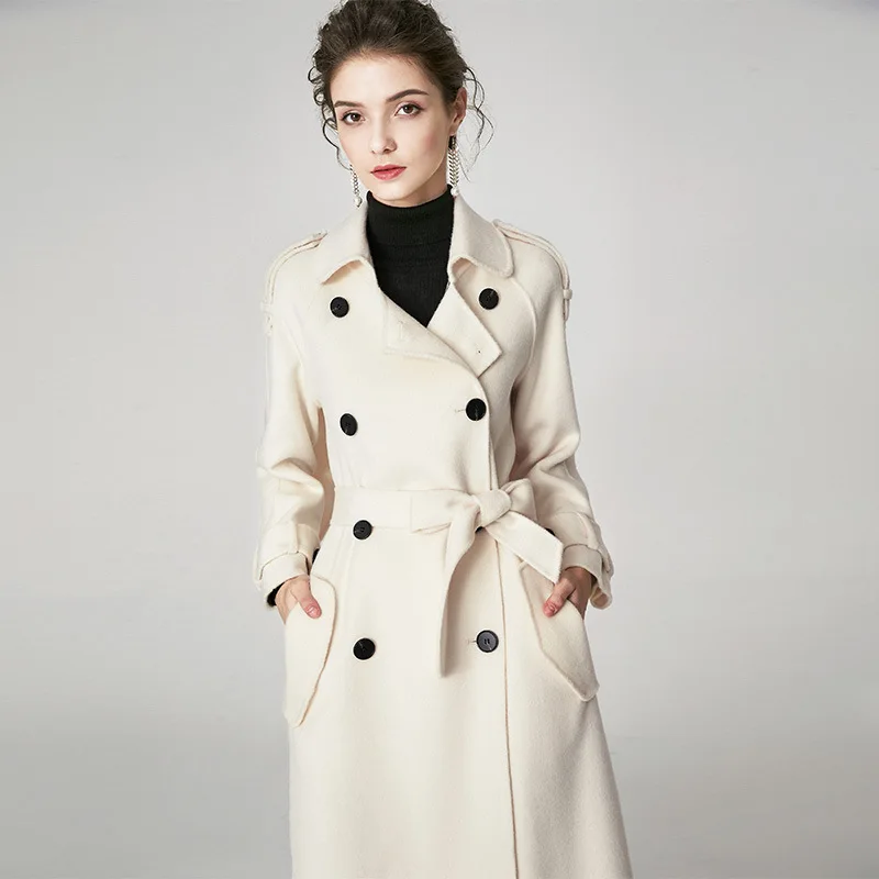 women s winter coat white trench style 