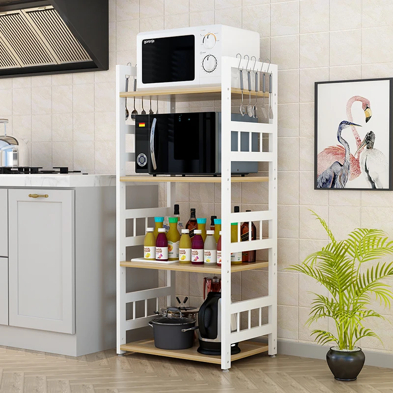 Kitchen rack floor-standing multi-layer microwave oven dish cabinets seasoning pot rack household storage shelf