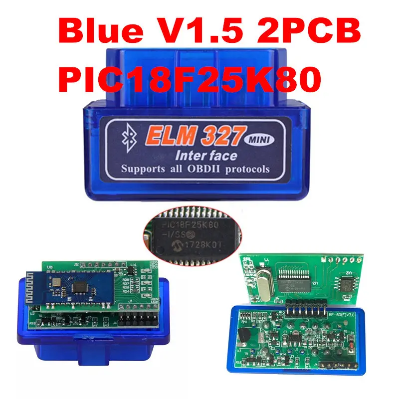 Облицовка двойная 2PCB PIC18F25K80 прошивка 1 5 ELM327 V1.5 OBD2 BT диагностический интерфейс ELM 327