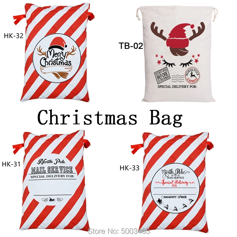 Сумка Санта Клауса 1 шт. Рождественский подарок холст конфеты тростника мешок большой шнурок Санта-мешки детские игрушки Рождественский носок-сумка оптом