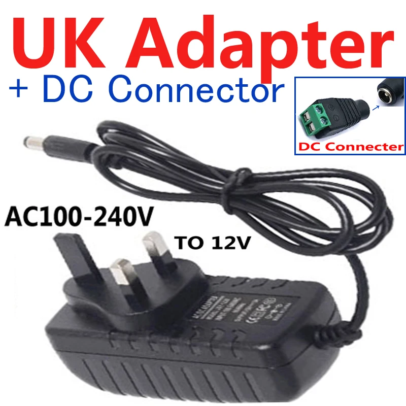 UK Adapter 2A and DC Водонепроницаемая S 2835 smd rgb Светодиодная лента 12 в 10 м 5 м 3 м 2 м теплая белая лента adpter Адресуемая Светодиодная лента световой замены 5050 5630 120 - Испускаемый цвет: UK Adapter 2A and DC