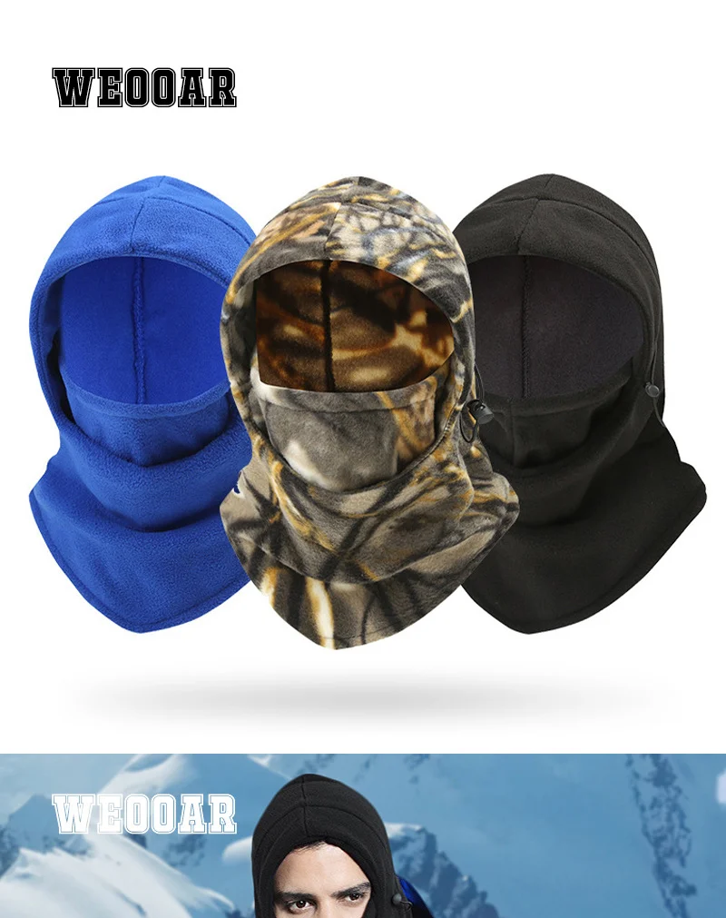 WEOOAR 2021 Polar Fleece Men's Balaclava Winter Hat Beanies Warmer Windproof Full Face Ski Mask Caps Men Bonnets for Women MZ193 fleece lined beanie