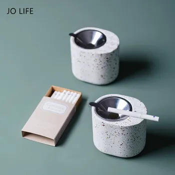 

JO LIFE Semi-open Cement Ashtray Home Office Decoration Creative Waterstone Smokeless Ashtray Holder