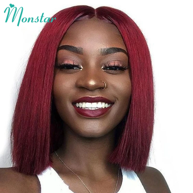 Monstar 99j Color Bob Wigs Lace Front Human Hair Wigs 6 16 Inch Brazilian Remy Straight 13x4 Lace Frontal Wigs With Baby Hair Human Hair Lace Wigs Aliexpress