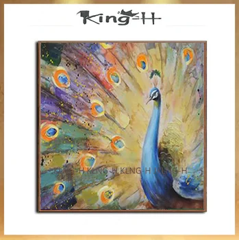 

Pintado a mano hermoso Animal Pavo Real pintura al óleo en lienzo hermoso pájaro Pavo Real arte imagen para la decoración de la