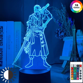 

Roronoa Zoro Figure Led Night Light for Kids Bedroom Decoration Japanese Anime One Piece Nightlight Gift Cool Bedside Table Lamp