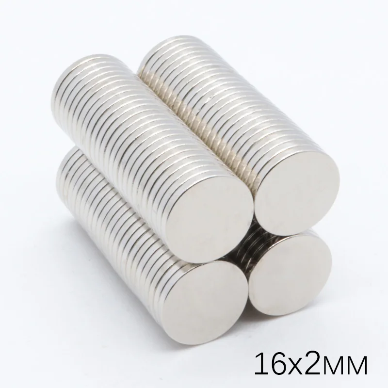 

50Pcs 16x2mm N35 NdFeB Super Strong 16mm x 2mm Powerful Disc Round Magnet Rare Earth Permanent Neodymium Magnets 16*2 mm