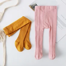 Мягкие штаны для маленьких девочек; леггинсы; носки для детей; милые эластичные однотонные брюки с принтом; длинные брюки; осенняя одежда для малышей