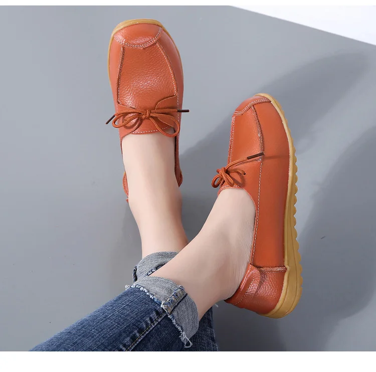 AH1805-2020 Spring Autumn Shoes Woman Genuine Leather Walking Flat Shoes Woman-17