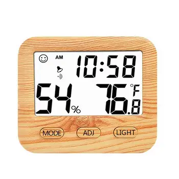 

Electronic Digital Display Temperature Humidity Meter Small Home Indoor High-Precision Backlight Wooden Grain Thermometer Hygrom