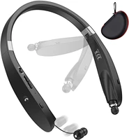 Bluetooth Headphones Wireless Neckband Headset Retractable Earbuds Noise Cancelling Stereo Earphones for Workout Running Driving 1