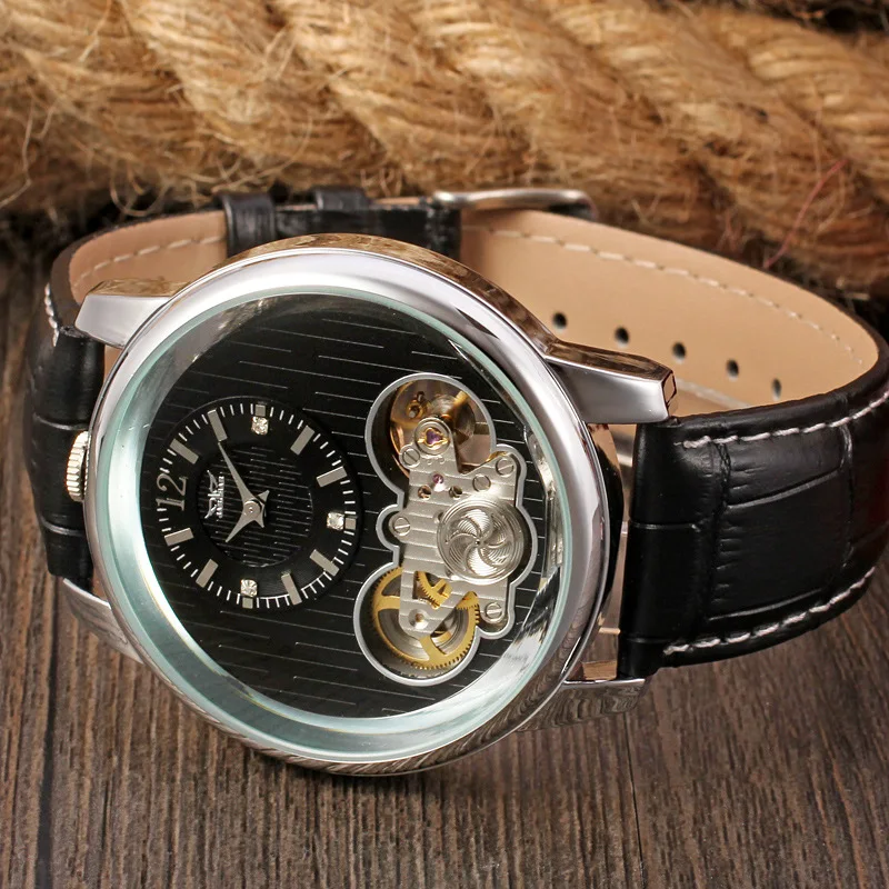 

Jaragar Switzerland Fashion Casual Double Inserts Tourbillon Fully Automatic Mechanical Wrist Watch