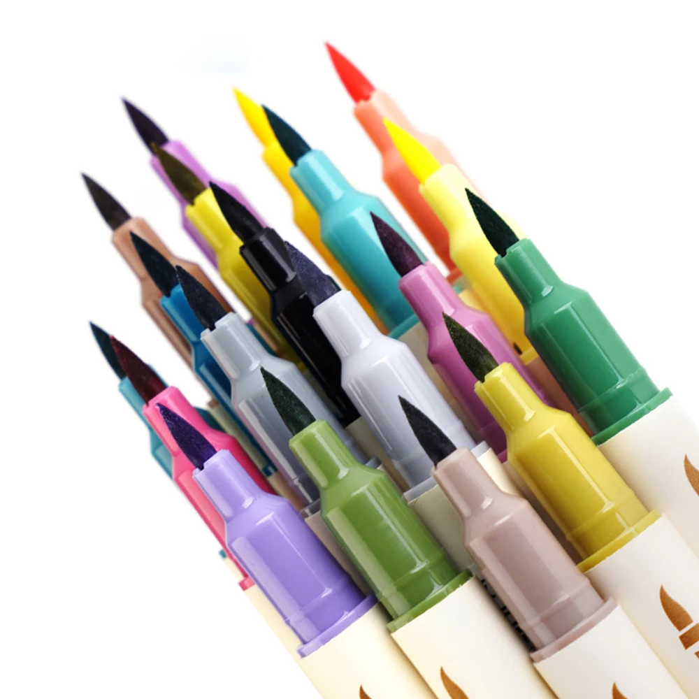 

3 Pcs/set Retro Colors Brush Pen Set Double-head Replace Art Marker Pens Drawing Painting Supplies