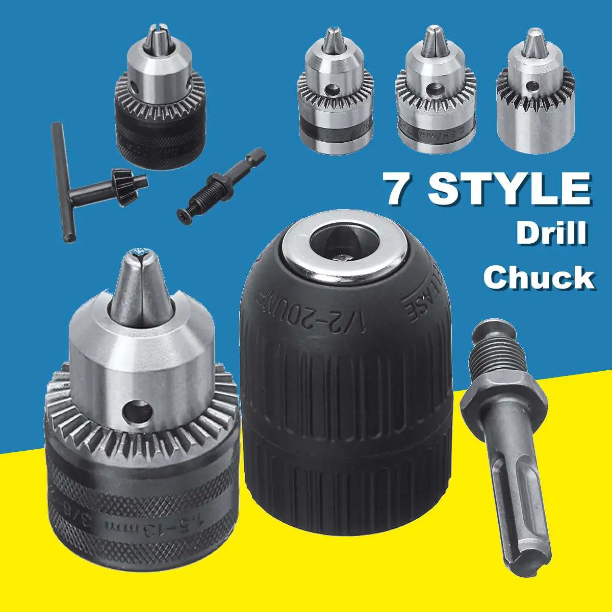 

7 Types Electric Hand Drill Chuck Screwdriver Impact Driver Converter Adapter Hex Shank Coupling Kit Connecting Rod Wrench Chuck