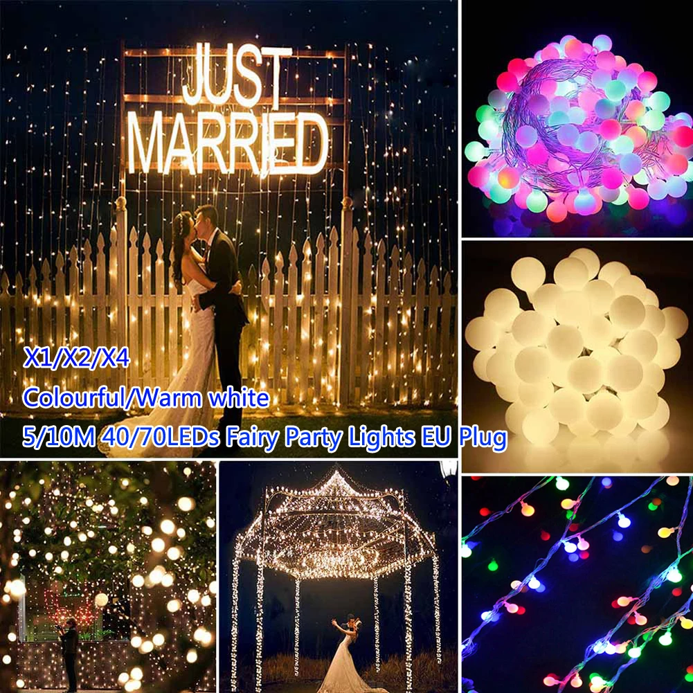

5m 40 LED Matte Ball Lamp String Bar Party Show Fairy Lights Warm White EU