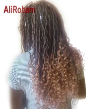 AliRobam 20 дюймов богиня Faux locs Curly вязанные волосы 24 корня/шт Омбре коричневая винно-красная синтетическая оплетка для наращивания волос для женщин