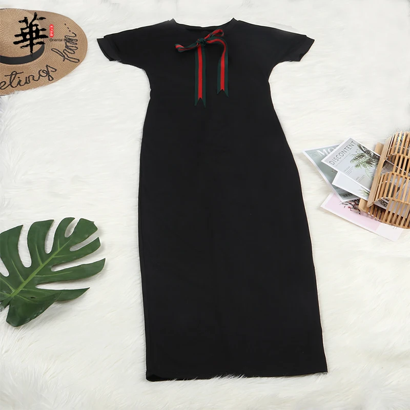 Черное сексуальное контрастное Красное Длинное Платье трапециевидной формы с большим бантом в стиле пэчворк с коротким рукавом для женщин летние Клубные вечерние платья макси в готическом стиле