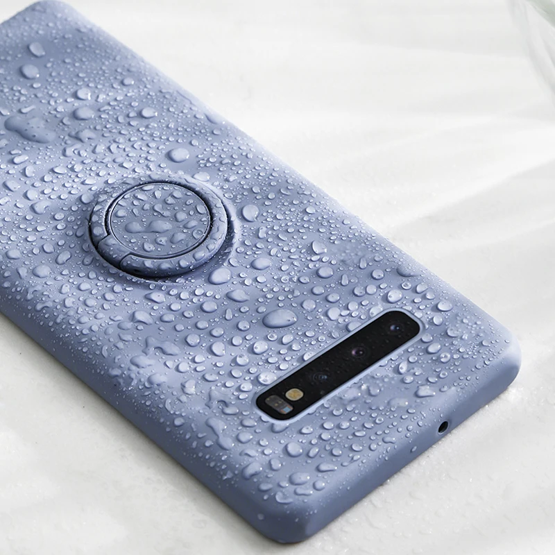 Силиконовый чехол с металлическим кольцом для samsung Galaxy A50 A70 A50S A70S Note 10 Pro 9 S10 E S10E S9 S8 Plus, мягкий силиконовый защитный чехол для телефона
