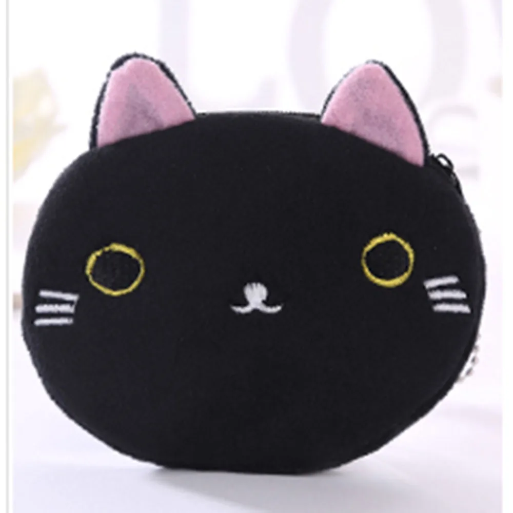 black Kawaii портмоне «кошка» Высокое качество 6 цветов для маленьких монет 10 см брелок Подарочный Карманный Кошелек для монет женский кошелек - Цвет: black